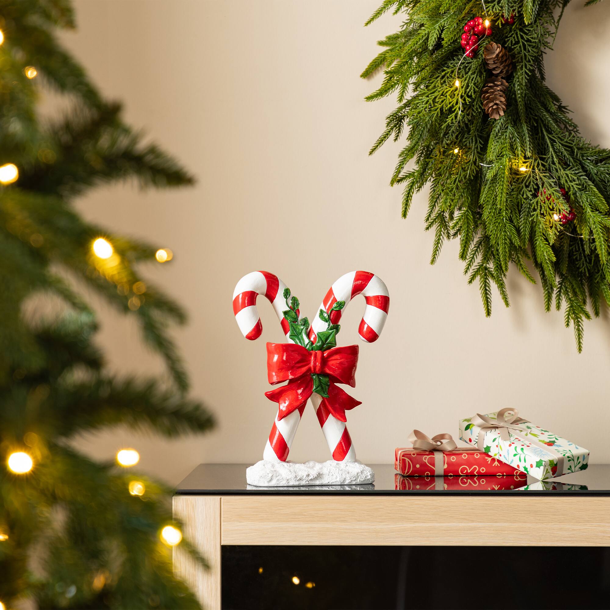 Glitzhome® 10" Christmas Resin Candy Cane Table Decor
